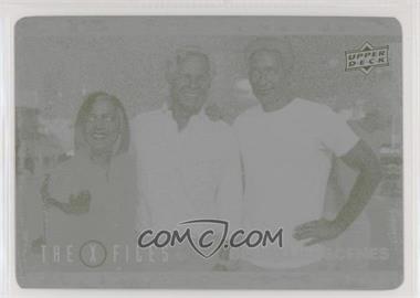 2019 Upper Deck X-Files: UFOs and Aliens - Behind the Scenes - Printing Plate Yellow #BTS-6 - Chris Carter, Gillian Anderson, and David Duchovny /1