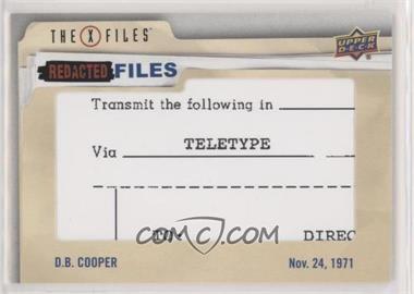 2019 Upper Deck X-Files: UFOs and Aliens - Redacted Files #FBI-14 - Level One - D.B. Cooper