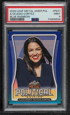 2020 Leaf Metal Political Edition - [Base] - Blue Prismatic #PE-01 - Alexandria Ocasio-Cortez /25 [PSA 9 MINT]