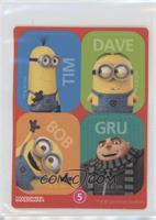 Minions - Dave, Tim, Bob, Gru