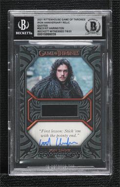 2021 Rittenhouse Game of Thrones The Iron Anniversary Series 1 - Costume Relic Quote #QC3.3 - Jon Snow ("First lesson: Stick 'em with the pointy end.") [BAS BGS Authentic]