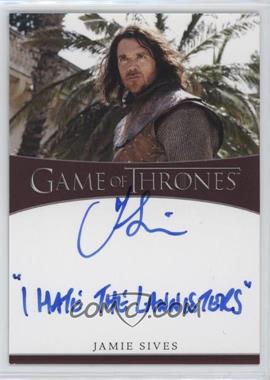 2021 Rittenhouse Game of Thrones The Iron Anniversary Series 1 - Inscription Autographs #_JASI.1 - Jamie Sives as Ser Jory Cassel ("I Hate the Lannisters")
