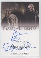 Alfie Allen as Theon Greyjoy and Kristian Nairn as Hodor