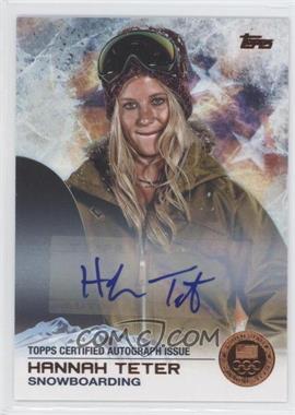 2014 Topps U.S. Olympic & Paralympic Team and Hopefuls - [Base] - Bronze Autographs #82 - Hannah Teter /50