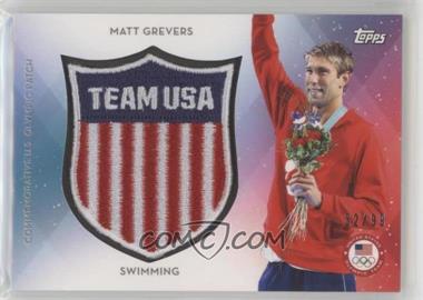 2016 Topps U.S. Olympic & Paralympic Team and Hopefuls - U.S. Olympic Team Crest Patches Commemorative Patches #USTC-MG - Matt Grevers /99