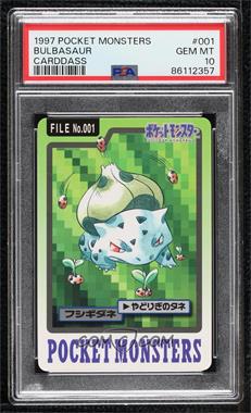 1997 Pocket Monsters Carddass - File Number - [Base] - Japanese #001 - Bulbasaur [PSA 10 GEM MT]