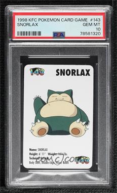 1998 Pokemon KFC Mini Cards - [Base] #143 - Snorlax [PSA 10 GEM MT]