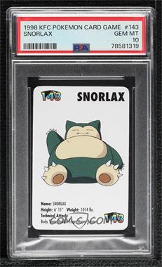 1998 Pokemon KFC Mini Cards - [Base] #143 - Snorlax [PSA 10 GEM MT]