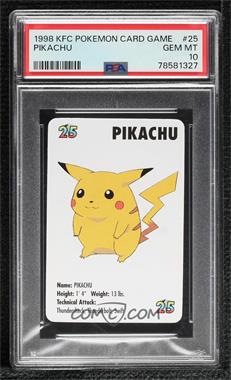 1998 Pokemon KFC Mini Cards - [Base] #25 - Pikachu [PSA 10 GEM MT]