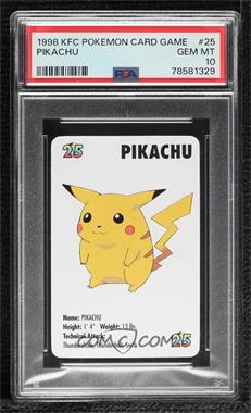 1998 Pokemon KFC Mini Cards - [Base] #25 - Pikachu [PSA 10 GEM MT]