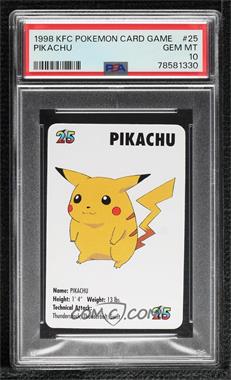 1998 Pokemon KFC Mini Cards - [Base] #25 - Pikachu [PSA 10 GEM MT]