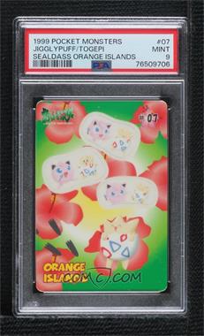 1999 Bandai Pokemon Pocket Monsters Sealdass Sticker Card - [Base] - Japanese #07 - Orange Islands - Jigglypuff, Togepi [PSA 9 MINT]
