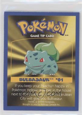 1999 Kellogg's Pokemon Game Tip Cards - [Base] #01 - Bulbasaur