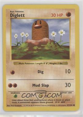 1999 Pokemon Base Set - [Base] - Shadowless #47 - Diglett [EX to NM]