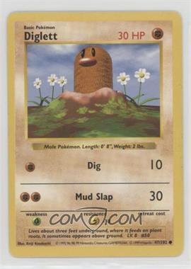 1999 Pokemon Base Set - [Base] - Shadowless #47 - Diglett [EX to NM]