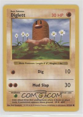 1999 Pokemon Base Set - [Base] - Shadowless #47 - Diglett [EX to NM]