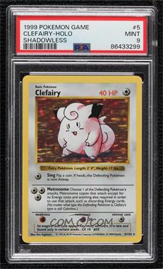 1999 Pokemon Base Set - [Base] - Shadowless #5 - Holo - Clefairy [PSA 9 MINT]