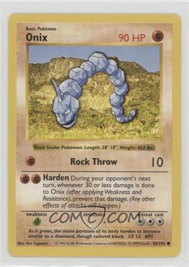 1999 Pokemon Base Set - [Base] - Shadowless #56 - Onix [EX to NM]