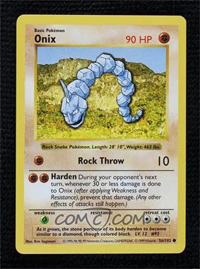 1999 Pokemon Base Set - [Base] - Shadowless #56 - Onix [COMC RCR Mint]