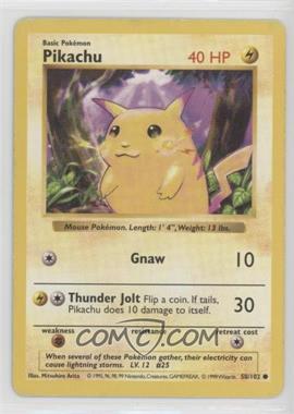 1999 Pokemon Base Set - [Base] - Shadowless #58.1 - Pikachu (Yellow Cheeks)