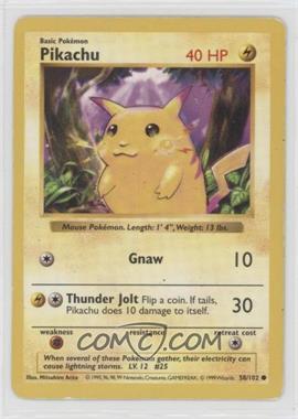 1999 Pokemon Base Set - [Base] - Shadowless #58.1 - Pikachu (Yellow Cheeks)