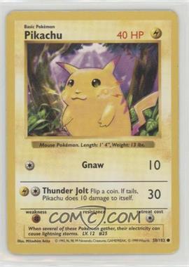 1999 Pokemon Base Set - [Base] - Shadowless #58.1 - Pikachu (Yellow Cheeks)