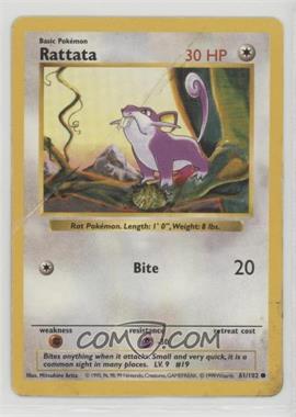 1999 Pokemon Base Set - [Base] - Shadowless #61 - Rattata [COMC RCR Poor]