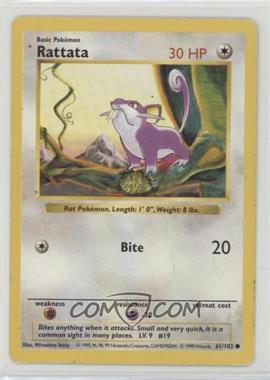 1999 Pokemon Base Set - [Base] - Shadowless #61 - Rattata [Noted]