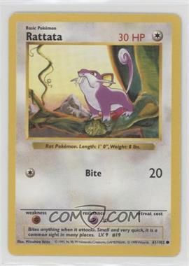 1999 Pokemon Base Set - [Base] - Shadowless #61 - Rattata [EX to NM]