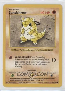 1999 Pokemon Base Set - [Base] - Shadowless #62 - Sandshrew [Good to VG‑EX]