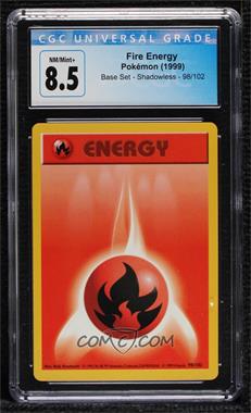 1999 Pokemon Base Set - [Base] - Shadowless #98 - Fire Energy [CGC 8.5 NM/Mint+]