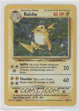 1999 Pokemon Base Set - [Base] - Unlimited #14 - Holo - Raichu [EX to NM]