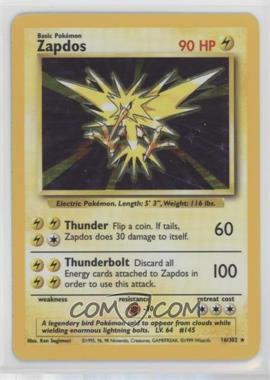 1999 Pokemon Base Set - [Base] - Unlimited #16 - Holo - Zapdos