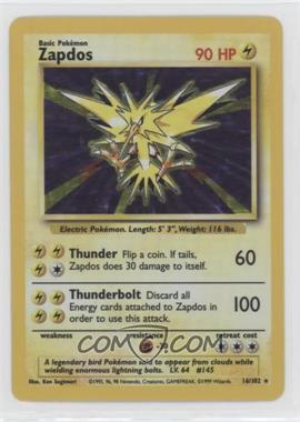 1999 Pokemon Base Set - [Base] - Unlimited #16 - Holo - Zapdos