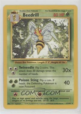 1999 Pokemon Base Set - [Base] - Unlimited #17 - Beedrill