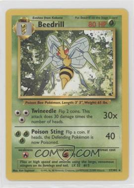 1999 Pokemon Base Set - [Base] - Unlimited #17 - Beedrill