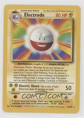 1999 Pokemon Base Set - [Base] - Unlimited #21 - Electrode