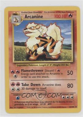 1999 Pokemon Base Set - [Base] - Unlimited #23 - Arcanine [Noted]