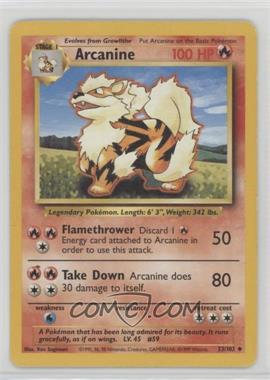 1999 Pokemon Base Set - [Base] - Unlimited #23 - Arcanine [Noted]