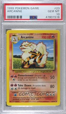 1999 Pokemon Base Set - [Base] - Unlimited #23 - Arcanine [PSA 10 GEM MT]