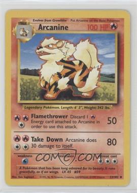 1999 Pokemon Base Set - [Base] - Unlimited #23 - Arcanine [Noted]