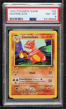 1999 Pokemon Base Set - [Base] - Unlimited #24 - Charmeleon [PSA 8 NM‑MT]