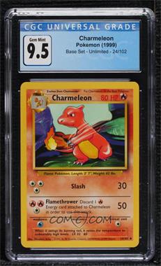 1999 Pokemon Base Set - [Base] - Unlimited #24 - Charmeleon [CGC 9.5 Gem Mint]