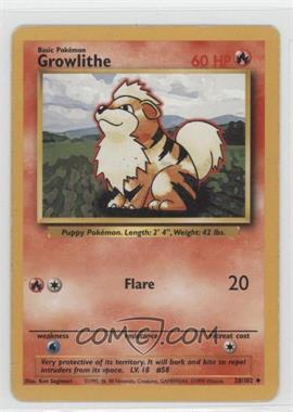 1999 Pokemon Base Set - [Base] - Unlimited #28 - Growlithe [Noted]