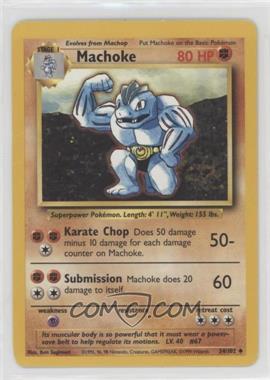 1999 Pokemon Base Set - [Base] - Unlimited #34 - Machoke [Good to VG‑EX]