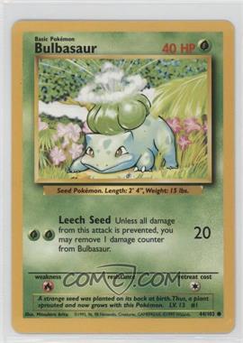 1999 Pokemon Base Set - [Base] - Unlimited #44 - Bulbasaur [Noted]