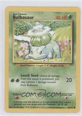 1999 Pokemon Base Set - [Base] - Unlimited #44 - Bulbasaur