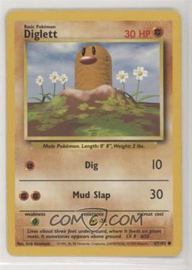 1999 Pokemon Base Set - [Base] - Unlimited #47.2 - Diglett (Mis-Rotated Energy Symbol)