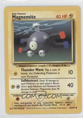 1999 Pokemon Base Set - [Base] - Unlimited #53 - Magnemite