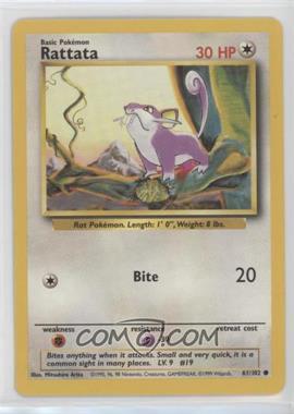 1999 Pokemon Base Set - [Base] - Unlimited #61 - Rattata [EX to NM]